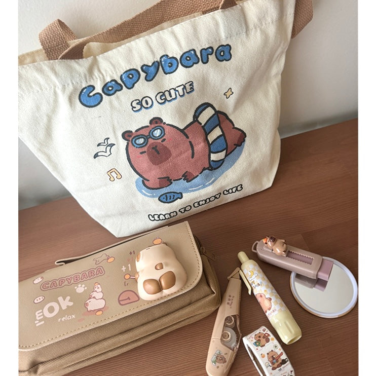 Capybara Stationery Set with Canvas Bag