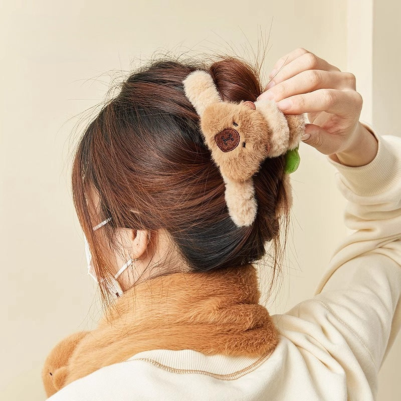 Capybara Large Bowknot Shark Hair Clips for Women