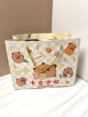 Capybara 9-Layer Melard Brown Pencil Case set with 1 Gift Bag + 1 Plush Brooch + 6 Correction Tapes + 4-Piece Ruler Set + 4 Highlighters