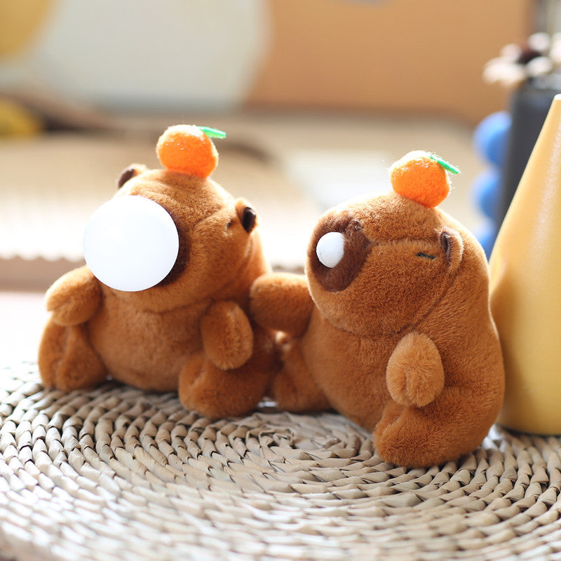 Cute Stress-Relief Bubble Blowing Capybara Keychain Plush Toy