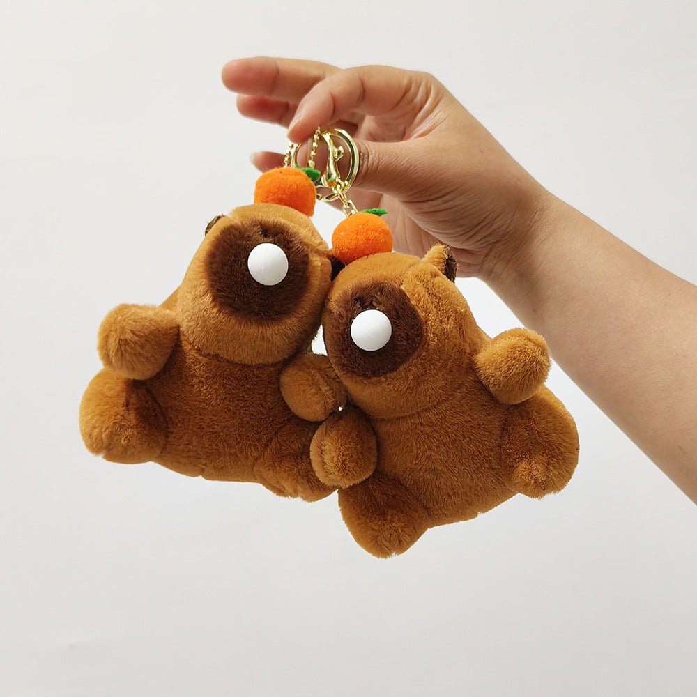 Cute Stress-Relief Bubble Blowing Capybara Keychain Plush Toy