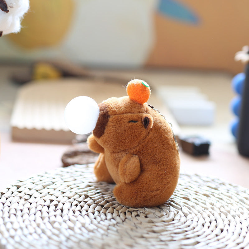 Cute Stress-Relief Bubble Blowing Capybara Keychain Plush Toy