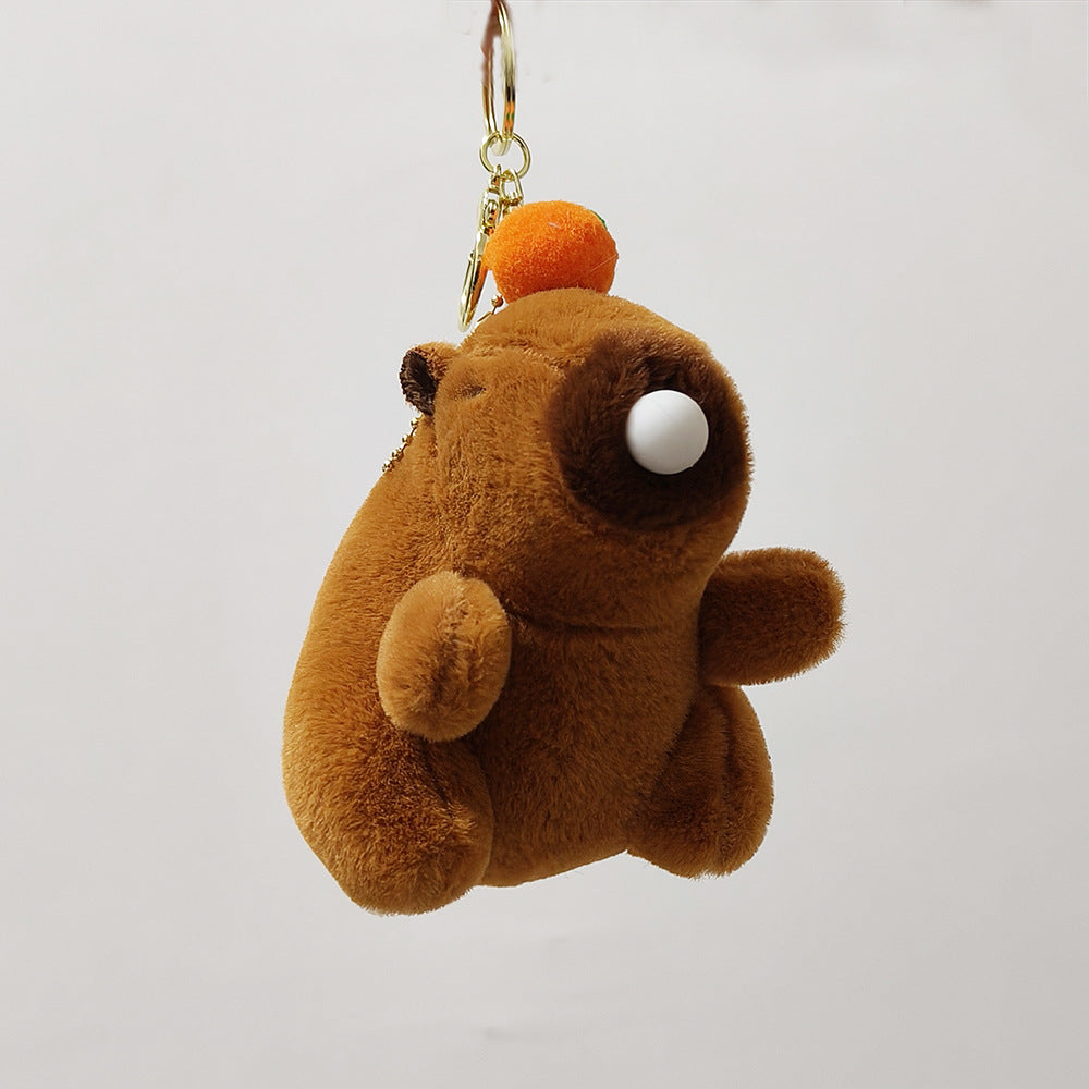 Cute Stress-Relief Bubble Blowing Capybara Keychain Plush Toy