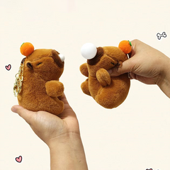 Cute Stress-Relief Bubble Blowing Capybara Keychain Plush Toy